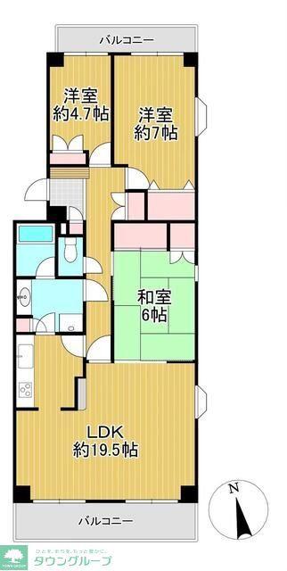 グリーンパーク春日部4番館(3LDK/4階)の間取り写真