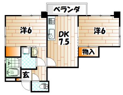ルネックスI(2DK/3階)の間取り写真