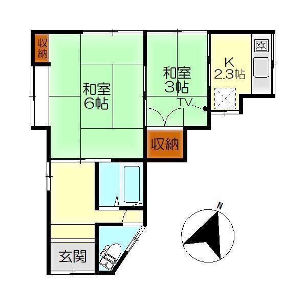 清水2丁目新宅アパート(2K/2階)の間取り写真