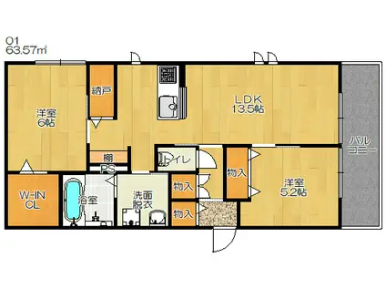 ウエスト820(2LDK/1階)の間取り写真