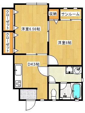 アドバンス緑町A(2DK/1階)の間取り写真