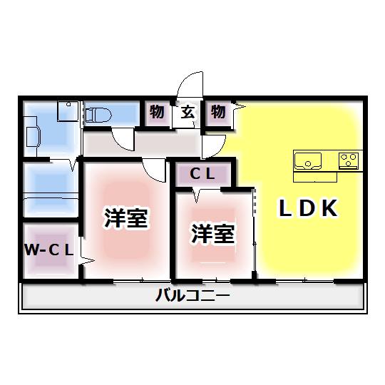 エスペランジュ(2LDK/1階)の間取り写真
