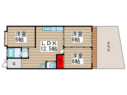 第3稲荷台ハイツ(3LDK/1階)の間取り写真