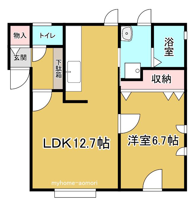 ソレイユN(1LDK/1階)の間取り写真