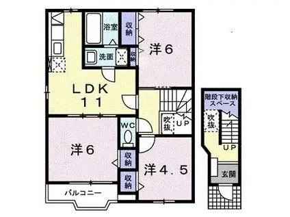 リベラシオン福永A(3LDK/2階)の間取り写真