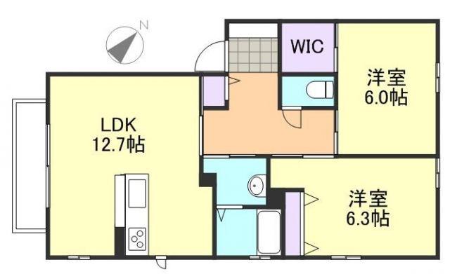 アネシス・アイB棟(2LDK/2階)の間取り写真
