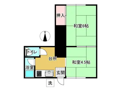 美世荘(2K/1階)の間取り写真