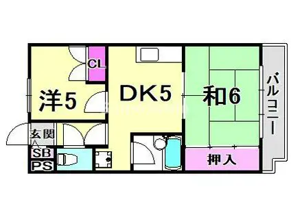 フローレンス西宮I(2DK/1階)の間取り写真