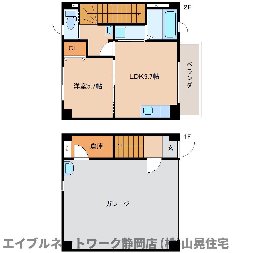 モダンガレージハウスHIRONO A棟(1LDK/2階)の間取り写真