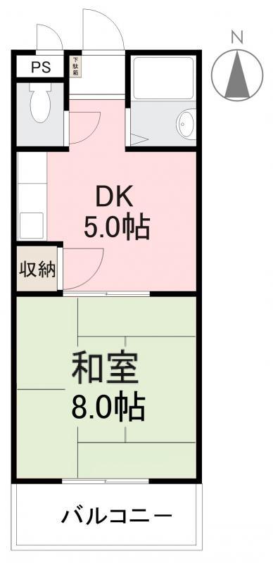 グリーンヒル第3(1DK/2階)の間取り写真
