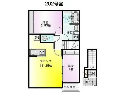 グランツリー下植木(2LDK/2階)の間取り写真