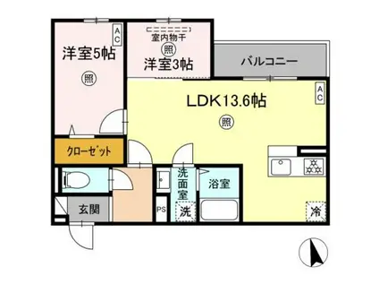 PREMILIFE大洲浜(2LDK/3階)の間取り写真