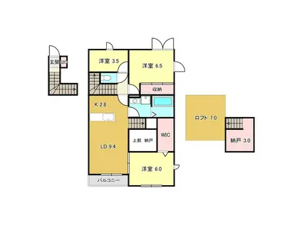 フェリステージ エム(3SLDK/2階)の間取り写真