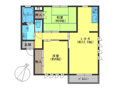 プラム中彦(2LDK/2階)の間取り写真