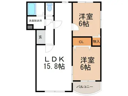 パークサイド川端(2LDK/2階)の間取り写真