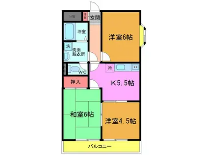 ライトコート宅寿(3DK/1階)の間取り写真