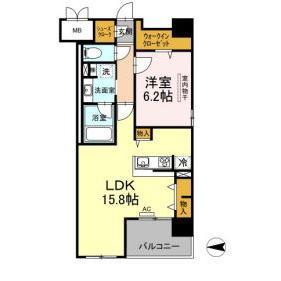 Dプレイス 九品寺(1LDK/2階)の間取り写真