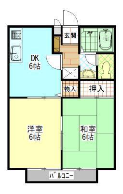 グレース山手C(2DK/1階)の間取り写真