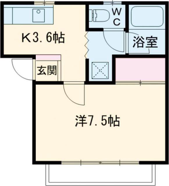 フッティックス(1K/1階)の間取り写真