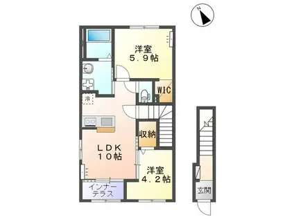 カーサ・フェリーチェS(2LDK/2階)の間取り写真