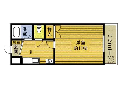 ベル大道(1K/3階)の間取り写真