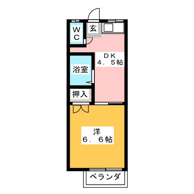 アパートメント1TF-TO城北(1DK/2階)の間取り写真