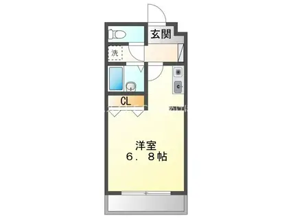 サンライズ牛川(1K/2階)の間取り写真