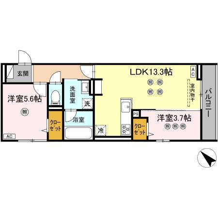 D-ROOM半道橋(2LDK/3階)の間取り写真