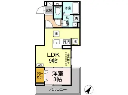 D-RESIDENCE多治米東N(1LDK/1階)の間取り写真