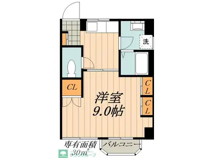 シャトーこがね(1DK/5階)の間取り写真