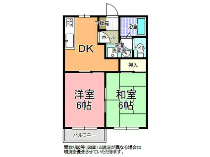 ガーデンコート B棟(2DK/1階)の間取り写真