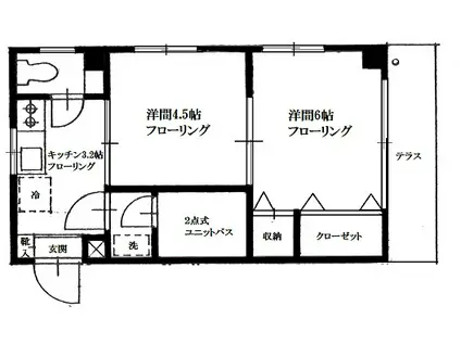 ロイヤル中島(2K/1階)の間取り写真