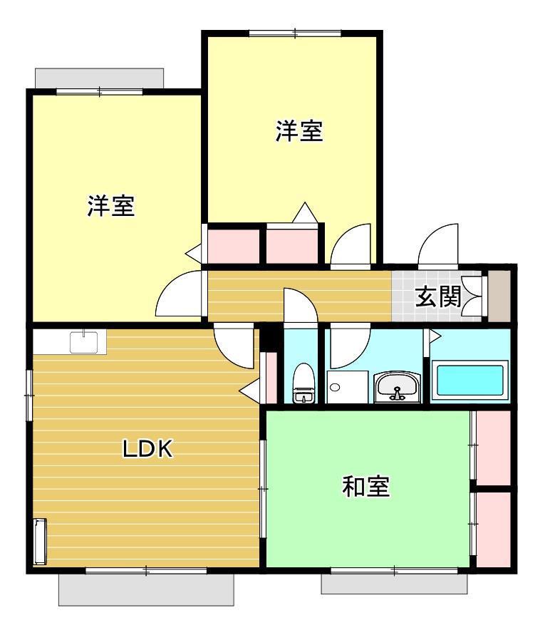 いのうえコーポAB棟(3LDK/2階)の間取り写真
