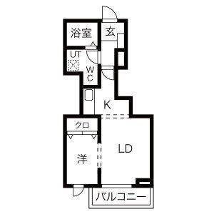 メリディアン多賀城笠神壱番館(1LDK/3階)の間取り写真