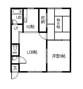 キャッスル東光(2LDK/2階)の間取り写真
