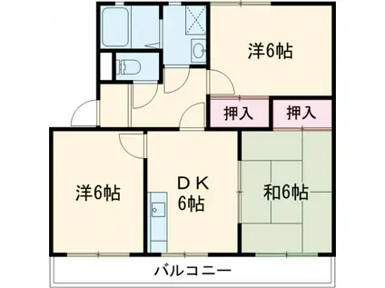 シティ・ナカヤマ A(3DK/2階)の間取り写真