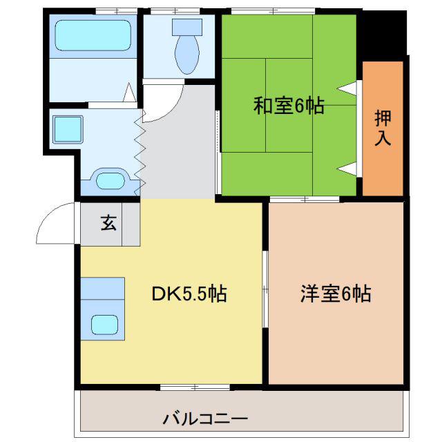 コーポよもぎ(2DK/3階)の間取り写真