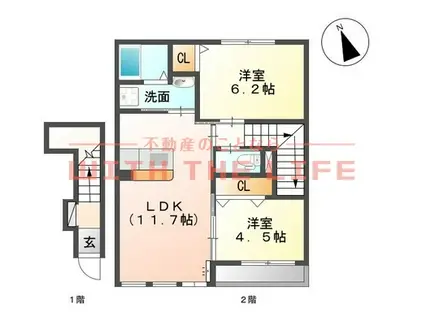 シャン・ドゥ・ポワロ(2LDK/2階)の間取り写真