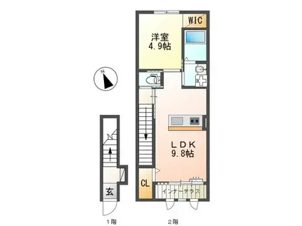 JIRO東幸(1LDK/2階)の間取り写真