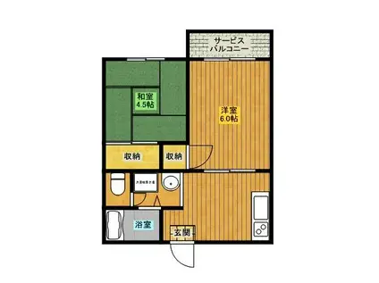 ピュアサンハイツ(2DK/1階)の間取り写真