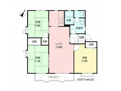 メゾンパークサイドB(3LDK/2階)の間取り写真