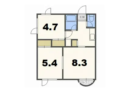 クリスタルハイツRII(2DK/4階)の間取り写真