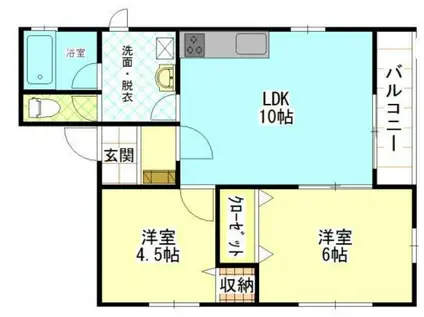 ステイションハイツ大通(2LDK/2階)の間取り写真