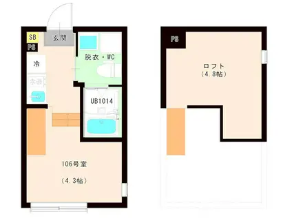 ハーモニーテラス北小岩XXII(1K/1階)の間取り写真