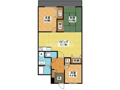 脇崎マンションII(3LDK/1階)の間取り写真