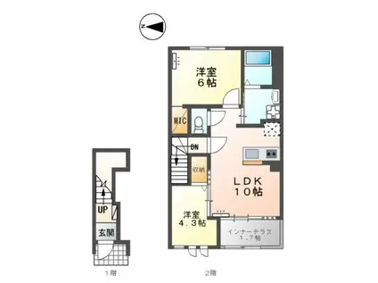 ウィステリアV(2LDK/2階)の間取り写真