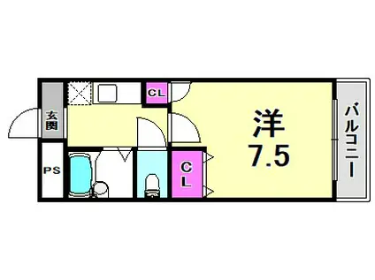 フルーレゾン神戸(1K/5階)の間取り写真