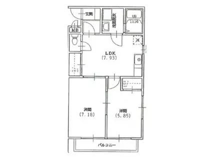 ファミーユコートY′S(2LDK/2階)の間取り写真