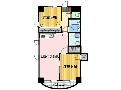 アサヒツインハイツ(2LDK/2階)の間取り写真