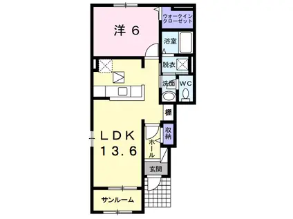旭市鎌数 2019年築 1LDK(1LDK/1階)の間取り写真
